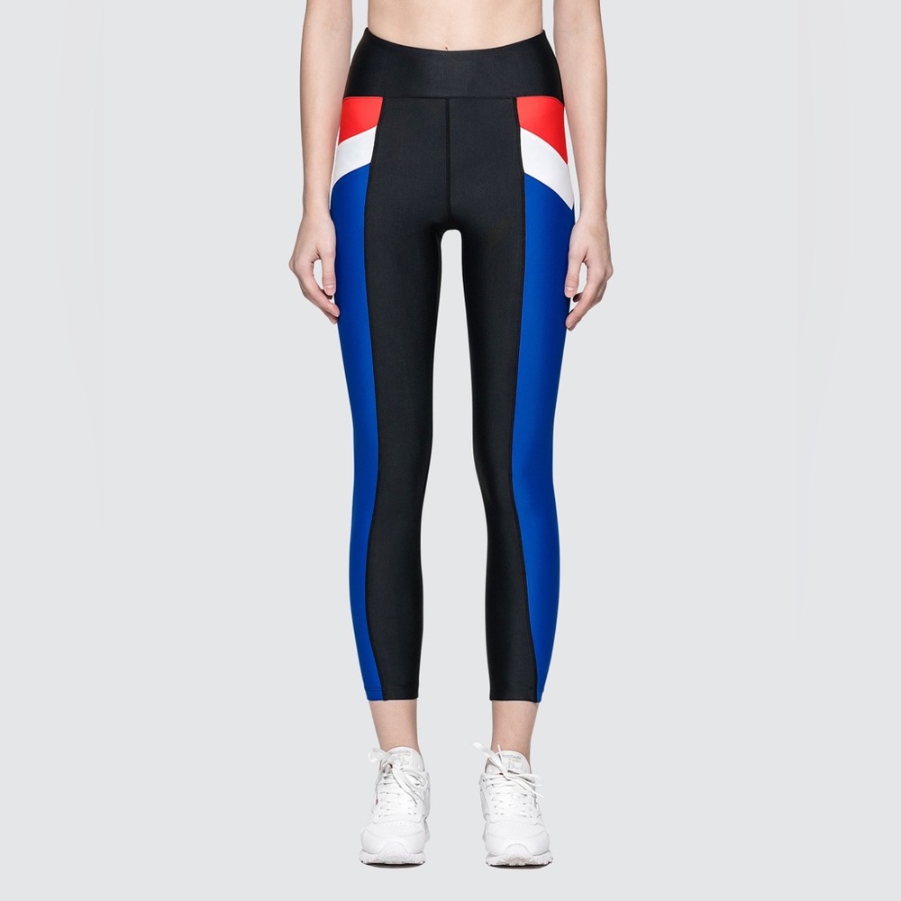 P.E Nation Side Stripe Red White Blue Sporty Athletic Leggings Size S